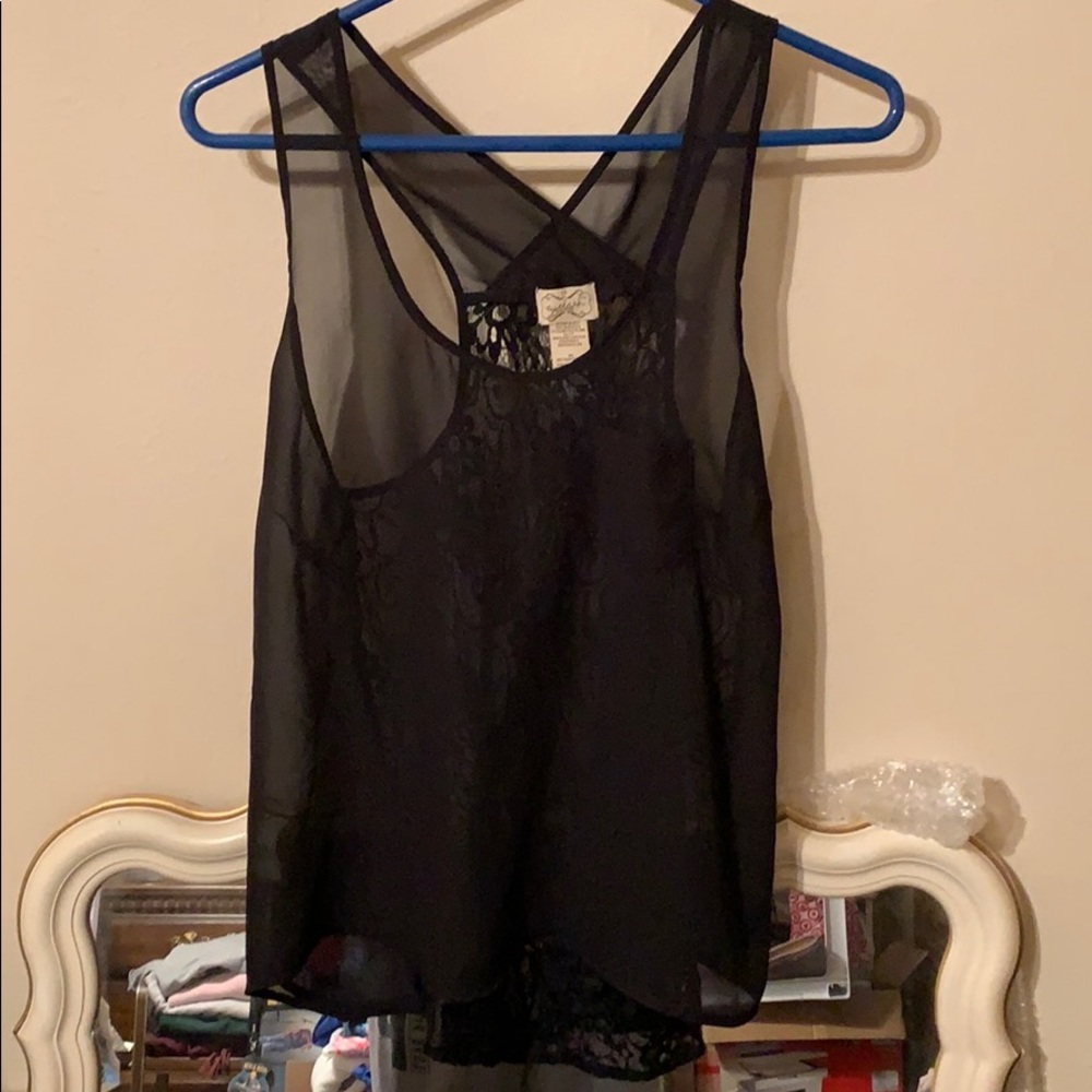 Sheer black tank top